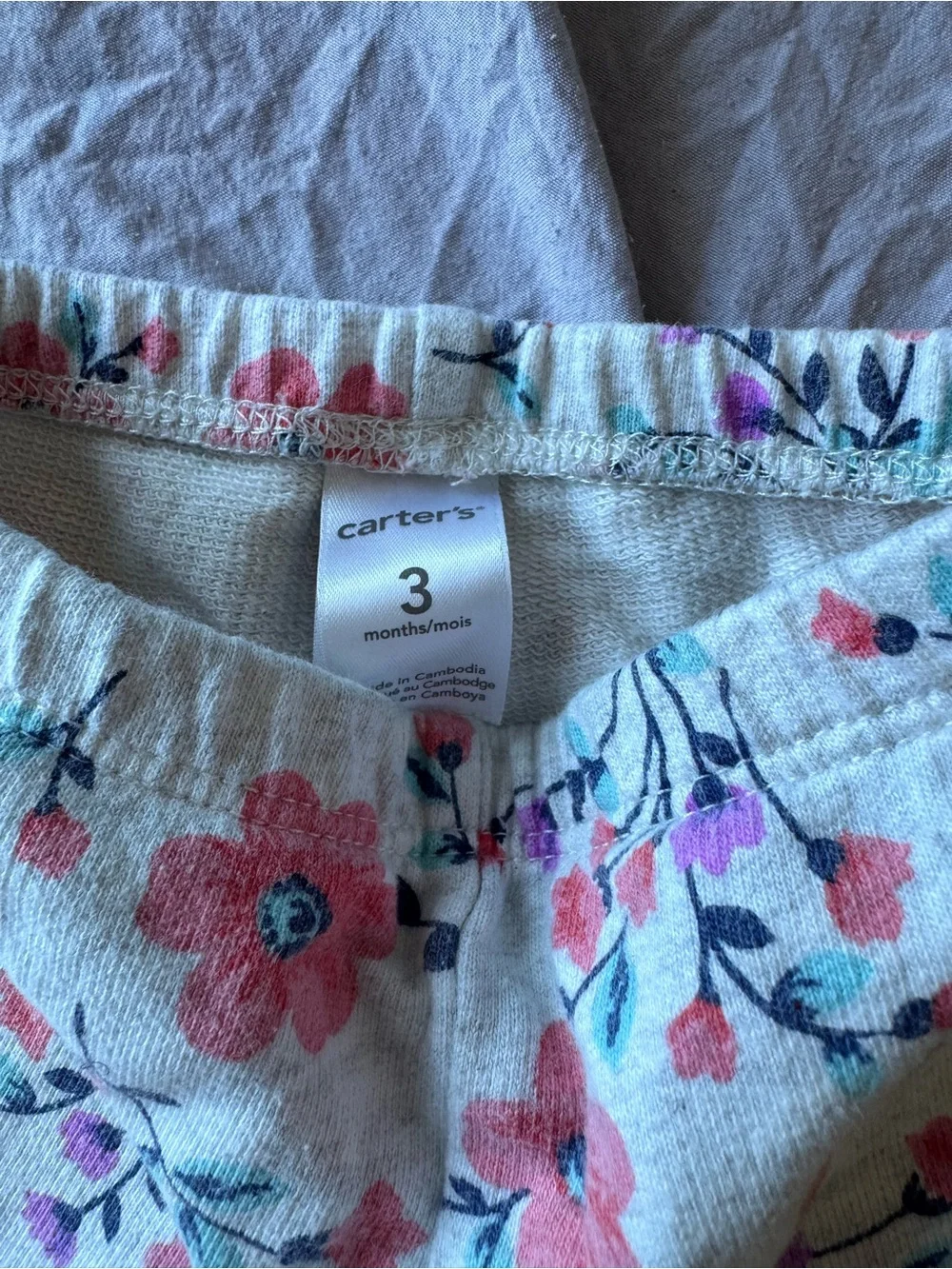 Carters Baby Floral Print White & Pink Pants
